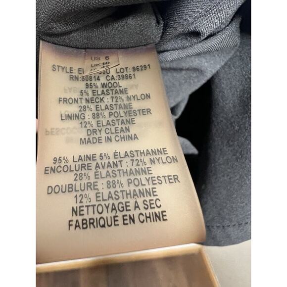 Elie Tahari Women’s Gwynth Black V- Neck Sheath Dress Size 6 Wool Blend - Picture 5 of 6